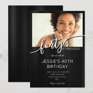 Invitation Elégant noir & blanc photo personnalisée Fabuleux
