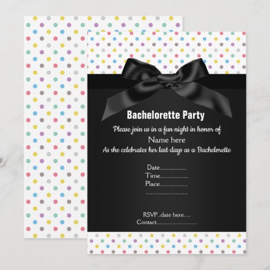 INVITATION ÉLÉGANT NOIR BLANC PÔLE BACHELORETTE (Devant / Derrière)