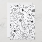 Invitation Elégant noir blanc Rose ligne art floral (Dos)