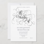 Invitation Élégant noir & blanc Script noir Cravate Mariage I (Devant)