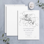 Invitation Élégant noir & blanc Script noir Cravate Mariage I<br><div class="desc">Nous aimons cette élégante et moderne faire-part de mariage noir et blanc ! Doté de beaux mots d'art, ce design présente "Le Mariage de" dans un magnifique script, orné de fleurs pour entourer et encadrer complètement le texte du script. Le design est facilement personnalisable en typographie élégante, et permet de...</div>