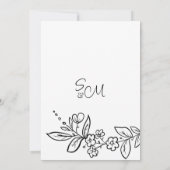 Invitation Elégant noir blanc simple floral Enregistrer la da (Dos)