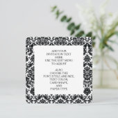 Invitation Elégant noir blanc Vintage Damask motif (Debout devant)