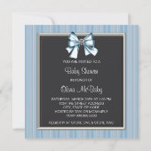 Invitation Elégant noir bleu gris rayures Baby shower Prince (Dos)
