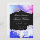 Invitation Élégant noir bleu violet argent Mariage officiel (Devant)