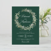 Invitation Elégant noir Bohème Aquarelle Mariage vert (Debout devant)