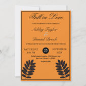 Invitation Élégant noir brûlé orange Mariage de automne rusti (Devant)