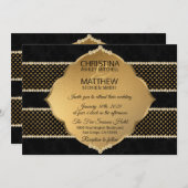 Invitation Élégant Noir Classy Diamond Parties scintillant MA (Devant / Derrière)