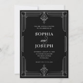 Invitation Élégant Noir | Code QR Tout en Un Mariage (Devant)