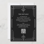 Invitation Élégant Noir | Code QR Tout en Un Mariage (Dos)