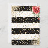 Invitation Elégant Noir Confetti Rouge Rose 30e Anniversaire (Dos)