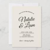 Invitation Élégant noir crémeux rétro amusant Bold Mariage mo (Devant)