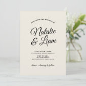 Invitation Élégant noir crémeux rétro amusant Bold Mariage mo (Debout devant)