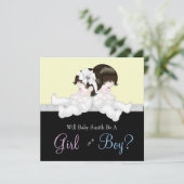 Invitation Elégant Noir Damas Genre Révéler Douche (Debout devant)