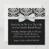 Invitation Elégant Noir Damas Genre Révéler Douche (Dos)