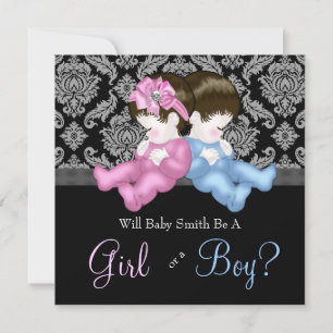 Invitation Elégant noir Damask Genre Révélateur Douche