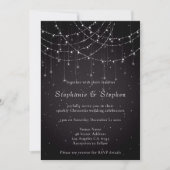 Invitation Élégant noir de chaîne lumineux QR Code Mariage (Devant)