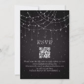 Invitation Élégant noir de chaîne lumineux QR Code Mariage (Dos)