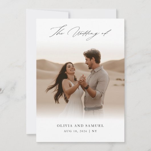 Invitation Élégant noir de script superposition Mariage photo (Devant)