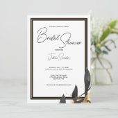 Invitation Elégant noir et blanc, avec Fête des mariées or (Debout devant)