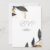 Invitation Elégant noir et blanc, avec Fête des mariées or (Dos)