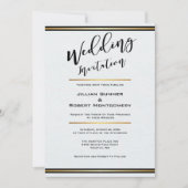 Invitation Elégant noir et blanc avec Mariage or (Devant)