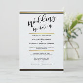 Invitation Elégant noir et blanc avec Mariage or (Debout devant)