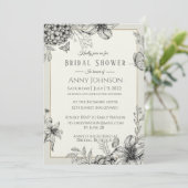 Invitation Elegant noir et blanc Douche nuptiale (Debout devant)