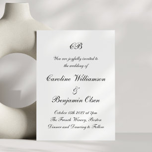 Invitation Élégant noir et blanc intemporel script minimalist