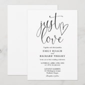 Invitation Élégant Noir Et Blanc Juste Amour Script Mariage (Devant / Derrière)