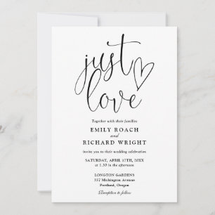 Invitation Élégant Noir Et Blanc Juste Amour Script Mariage