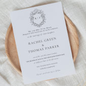 Invitation Élégant noir et blanc Mariage de monogramme offici