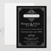 Invitation Élégant noir et blanc Mariage de travail de défile (Devant / Derrière)