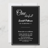 Invitation Élégant noir et blanc minimal 1er anniversaire (Devant)