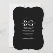 Invitation Élégant Noir et Blanc Monogramme Initiales Mariage (Devant)