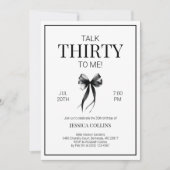Invitation Élégant Noir et Blanc Parler 30 à moi Anniversaire (Devant)