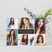 Invitation Elégant noir et blanc photo Collage Graduation (Debout devant)