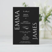 Invitation Élégant noir et blanc Police Gras Mariage de scrip (Debout devant)