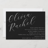 Invitation Élégant noir et blanc Script Bat mitzvah minimal (Devant)