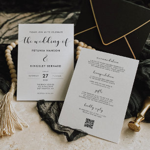 Invitation Élégant noir et blanc tout en un Mariage