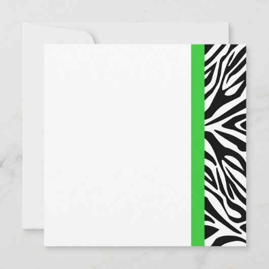 Invitation Élégant noir et blanc Zebra Lime Mariage vert (Dos)