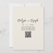 Invitation Elégant noir et crème minimal Boho QR Code Mariage (Dos)