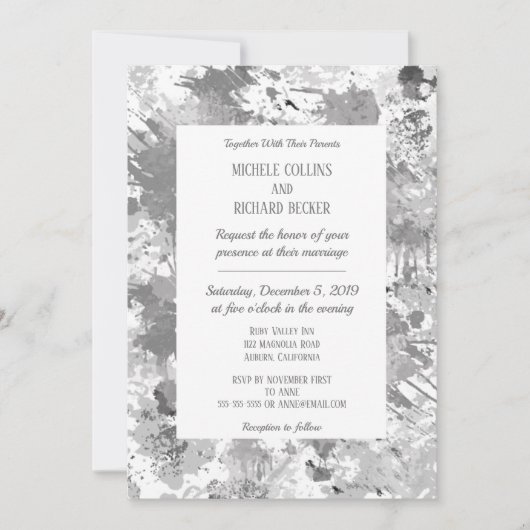 Invitation Elégant noir et gris (Devant)