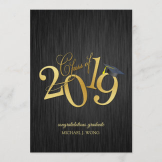 Invitation Elégant noir et or Classe de graduation 2019