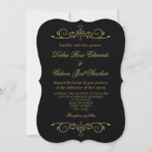Invitation Élégant Noir et Or Coeur Flourdissant Mariage (Devant)