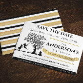 Invitation Elégant noir et or Enregistrer la date Famille Réu