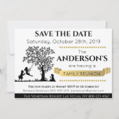 Invitation Elégant noir et or Enregistrer la date Famille Réu (Devant)