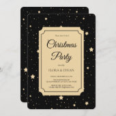 Invitation Élégant Noir et Or étoile Noël (Devant / Derrière)