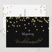 Invitation Élégant noir et or Serez-vous ma femme de ménage ? (Devant / Derrière)