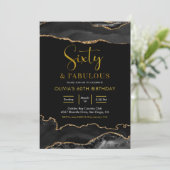 Invitation Elégant noir et or soixante et fabuleux (Debout devant)